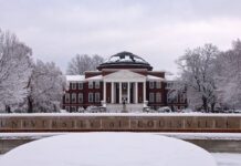UofL Trustees approve affiliation with UofL Health, Clubhouse Apartment renovations Grawemeyer Hall in the snow.