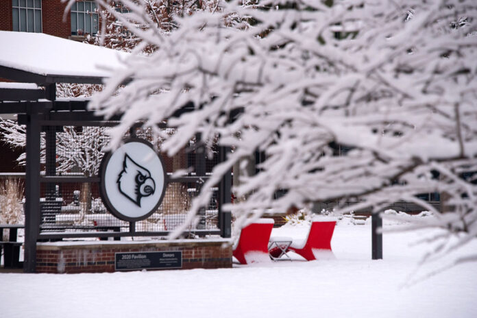 The 2020 Pavilion with a blanket of snow.