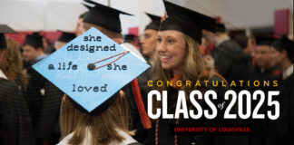 UofL to honor 2,500+ graduates at Dec. 12 Commencement ceremony Graduates in black caps and gowns.
