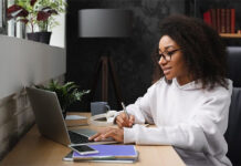 Student working on a laptop computer.
