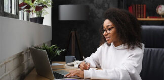 Student working on a laptop computer.