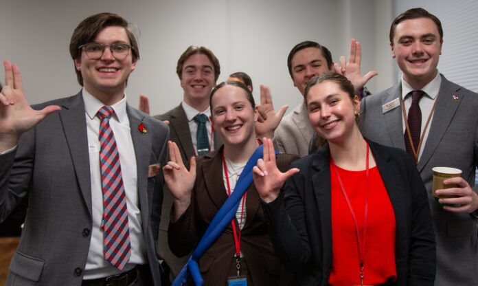 CardinalCapitol-39b UofL legislative interns take part in Cardinals at the Capitol on Feb. 26.