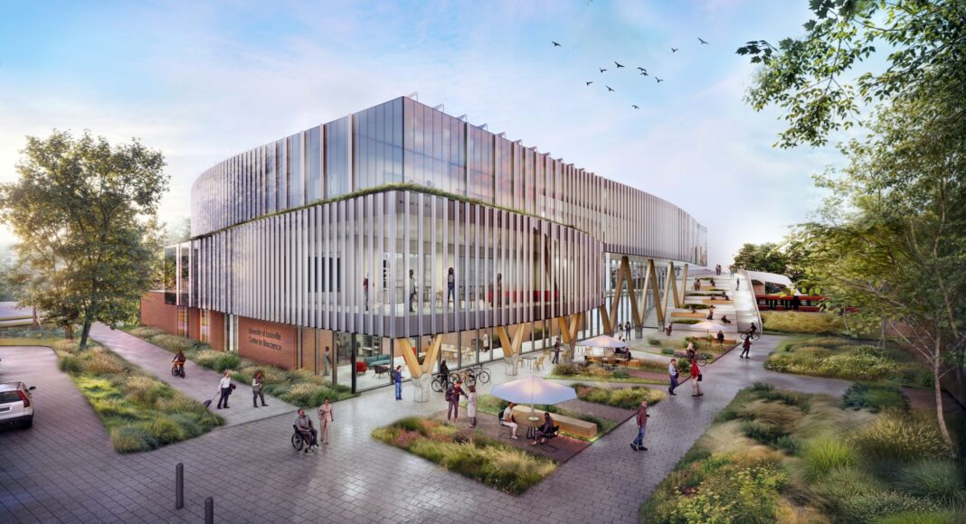 Rendering of modern research building
