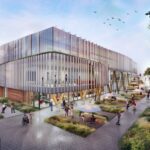 Rendering of modern research building