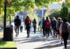 Students walking across Belknap Campus.