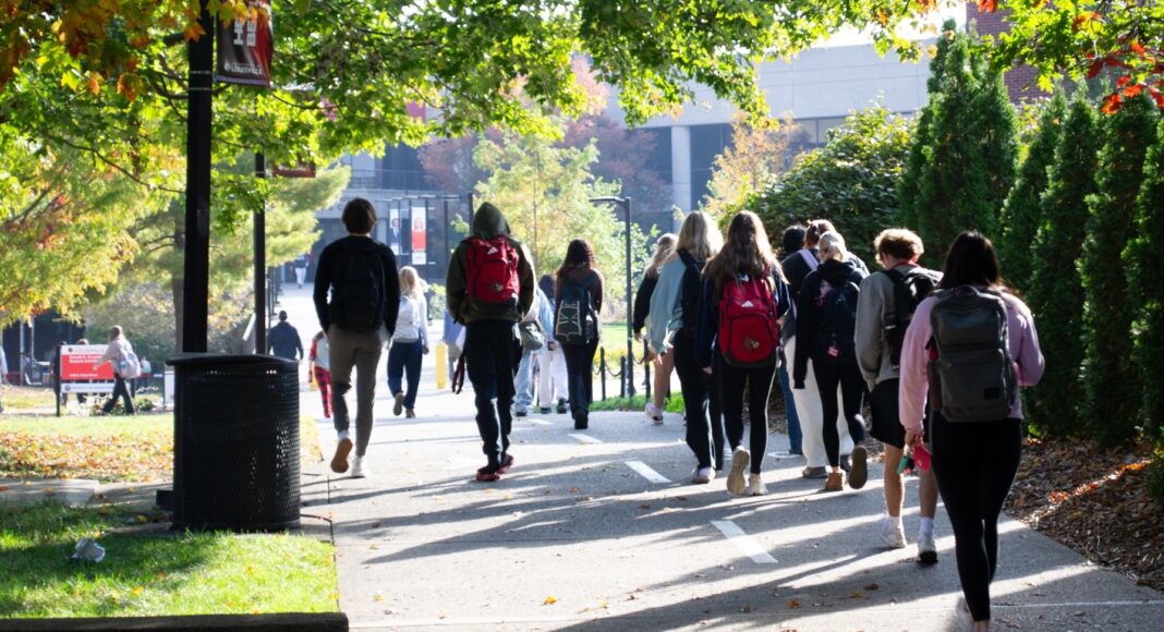 UofL among nation’s top public and best value colleges Students walking across Belknap Campus.